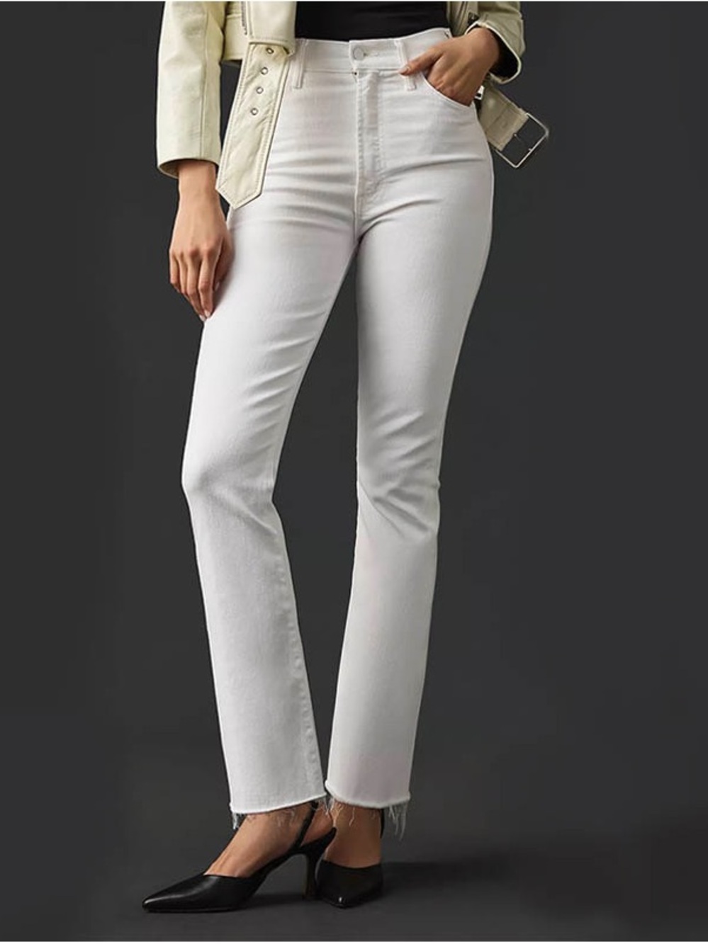 Zara White Straight-Leg Women's Jeans Split Seam - NWOT